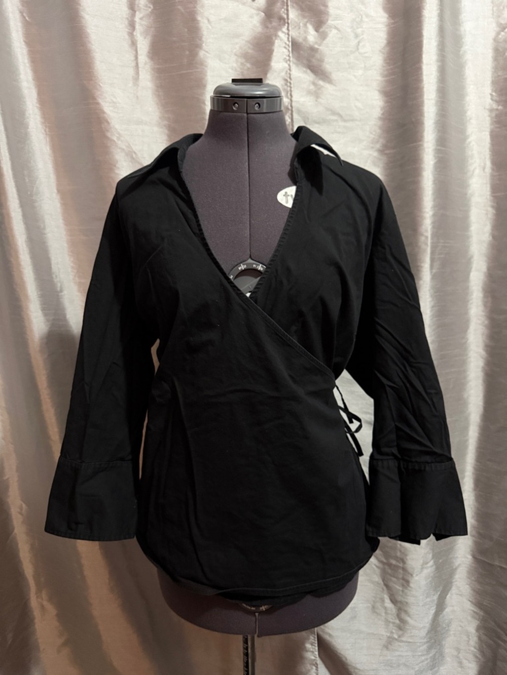 Black Wrap Tunic Top - Women's Long Sleeve